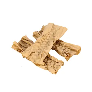 Crumpled-kraft-paper-sheets-used-for-protective-packaging-and-cushioning-arranged-in-a-layered-pile-on-a-white-background